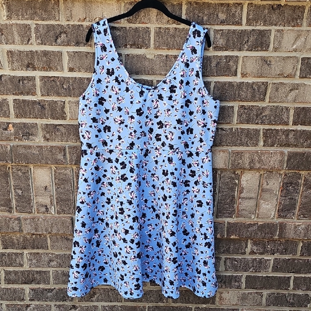 Torrid Blue And Pink Floral Scuba Skater Dress Size 2